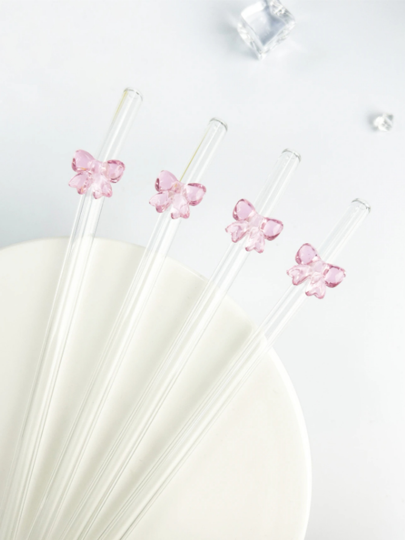 Reusable Straw - 1/6 adet sevimli karikatür pembe ilmek
