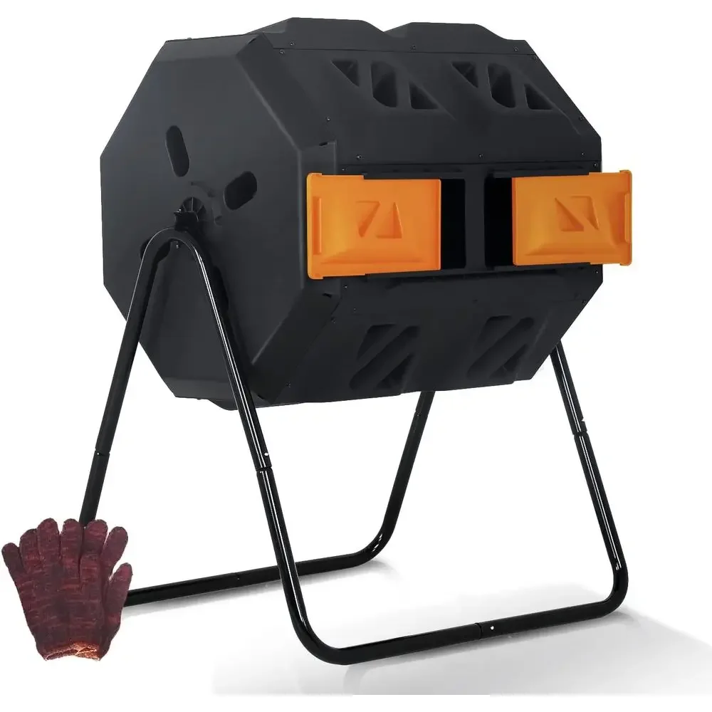 Compost Bin - Çift Bölmeli, 43 Galon Kapasiteli, Döner